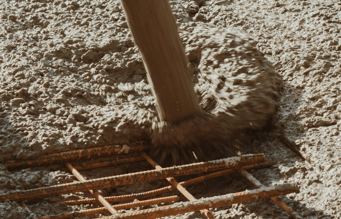 Concrete and rebar used for slab foundation work